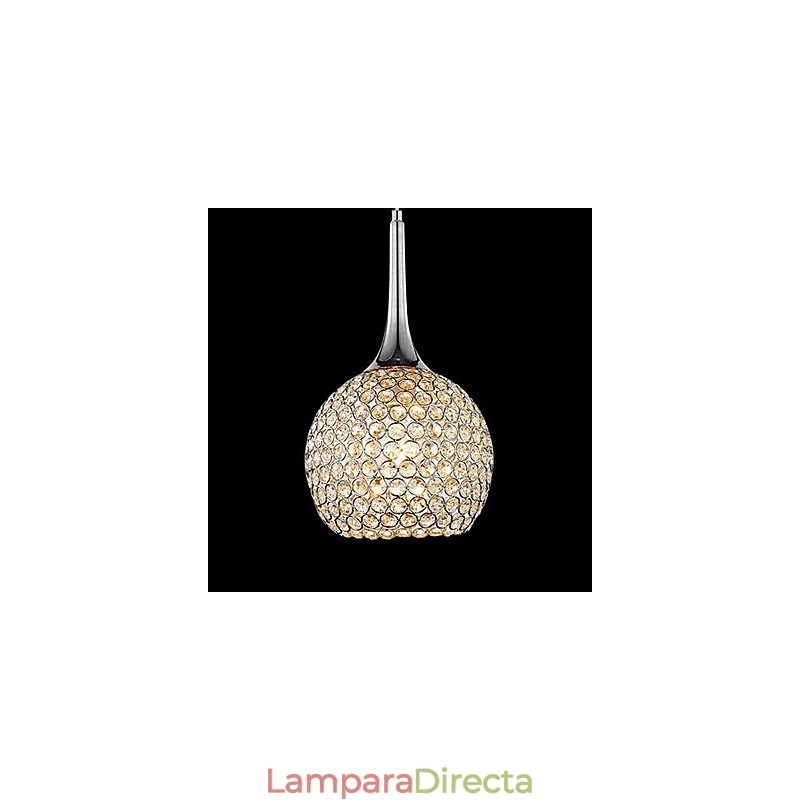 Lámpara de araña moderna contemporánea de metal cromado y cristal