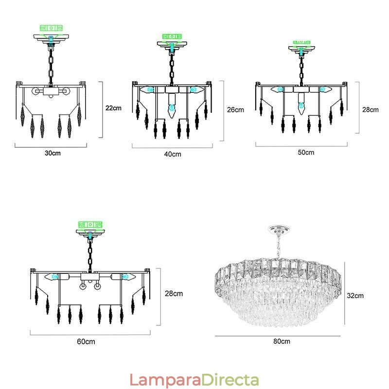 Lámpara colgante de cristal, lámparas de techo contemporáneas