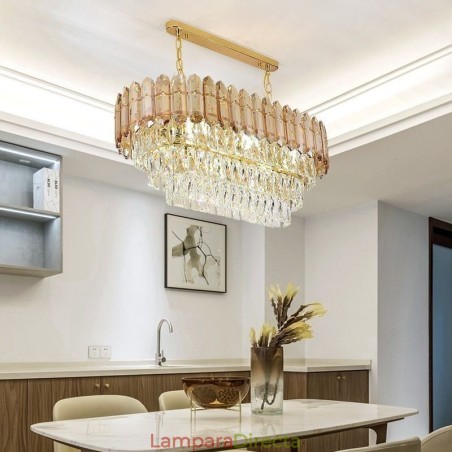 Lámpara colgante de cristal moderna, lámpara de techo ovalada de lujo Lámpara colgante de cristal moderna, lámpara de techo ovalada de lujo