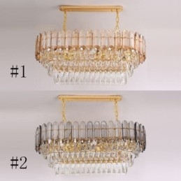 Lámpara colgante de cristal moderna, lámpara de techo ovalada de lujo