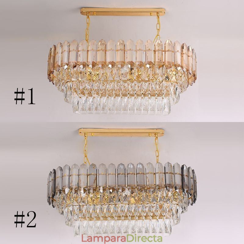 Lámpara colgante de cristal moderna, lámpara de techo ovalada de lujo