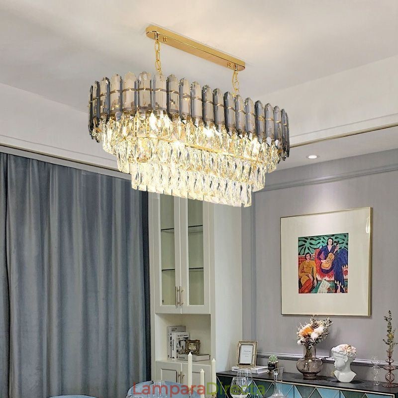 Lámpara colgante de cristal moderna, lámpara de techo ovalada de lujo