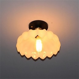 Lámpara de techo retro de una cabeza con forma de loto en cristal de imitación de jade