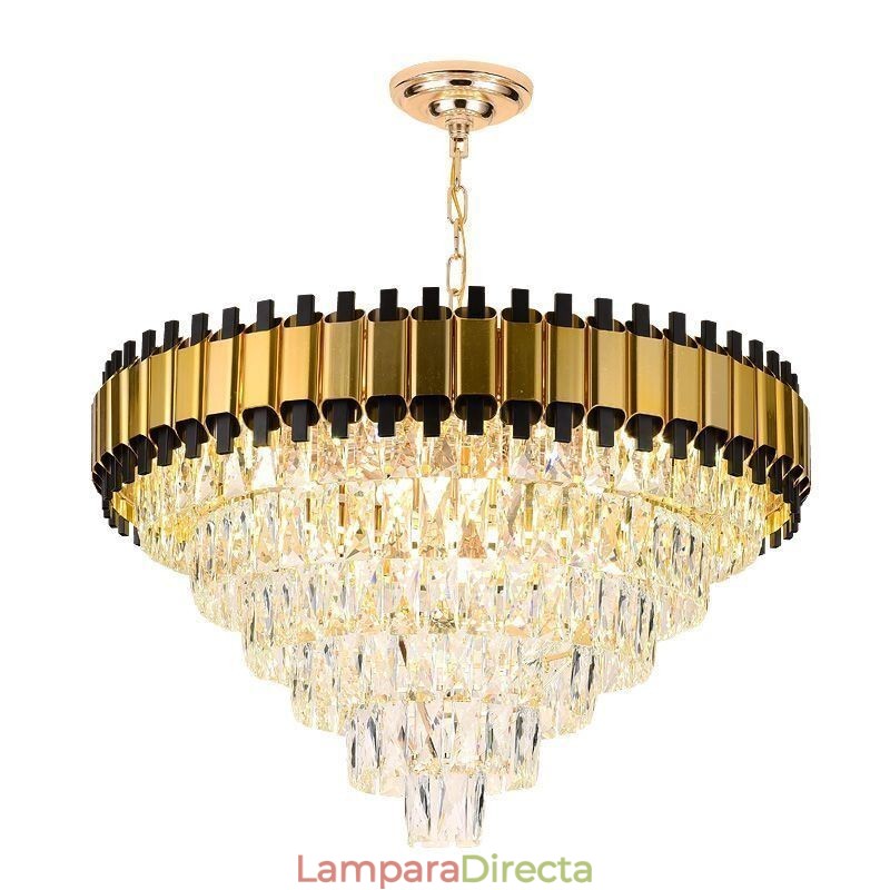 Lámpara colgante de cristal de lujo, iluminación de techo redonda
