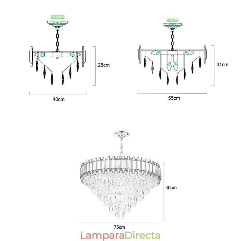 Lámpara colgante de cristal de lujo, iluminación de techo redonda