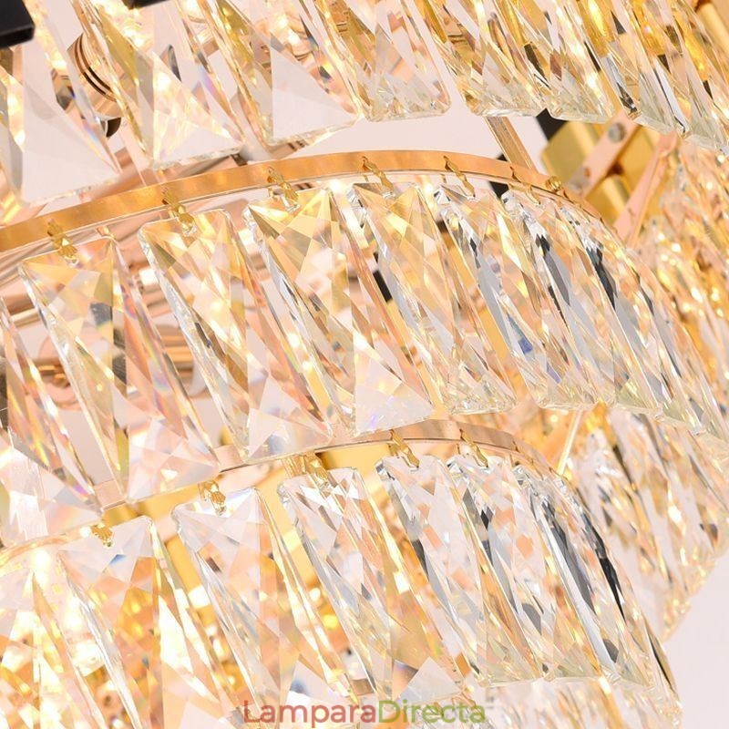 Lámpara colgante de cristal de lujo, iluminación de techo redonda