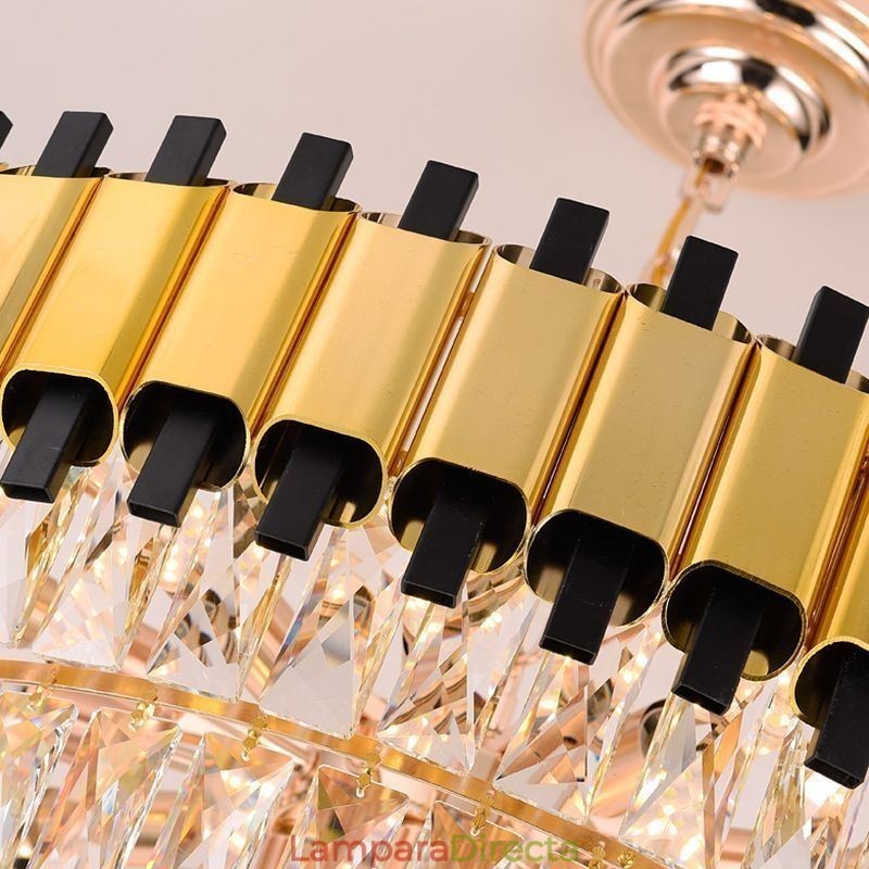 Lámpara colgante de cristal de lujo, iluminación de techo redonda