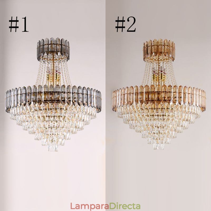 Lámpara colgante moderna de cristal dorado