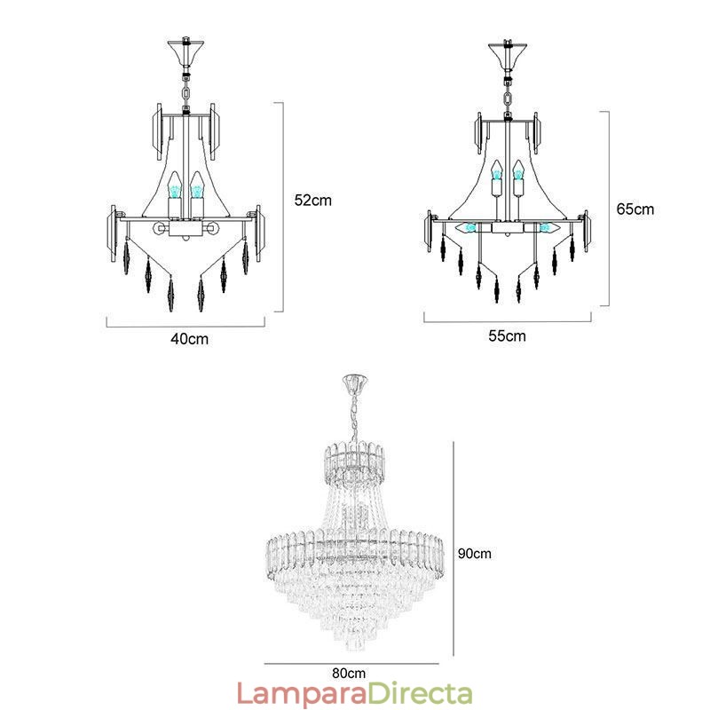 Lámpara colgante moderna de cristal dorado