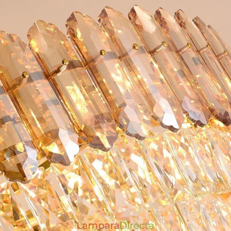 Lámpara colgante moderna de cristal dorado