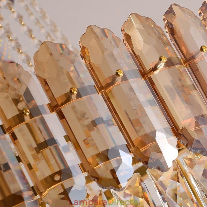 Lámpara colgante moderna de cristal dorado