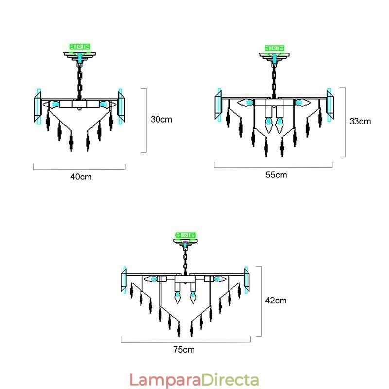 Lámpara colgante de cristal de lujo, luz de techo, 6, 9 y 12 luces
