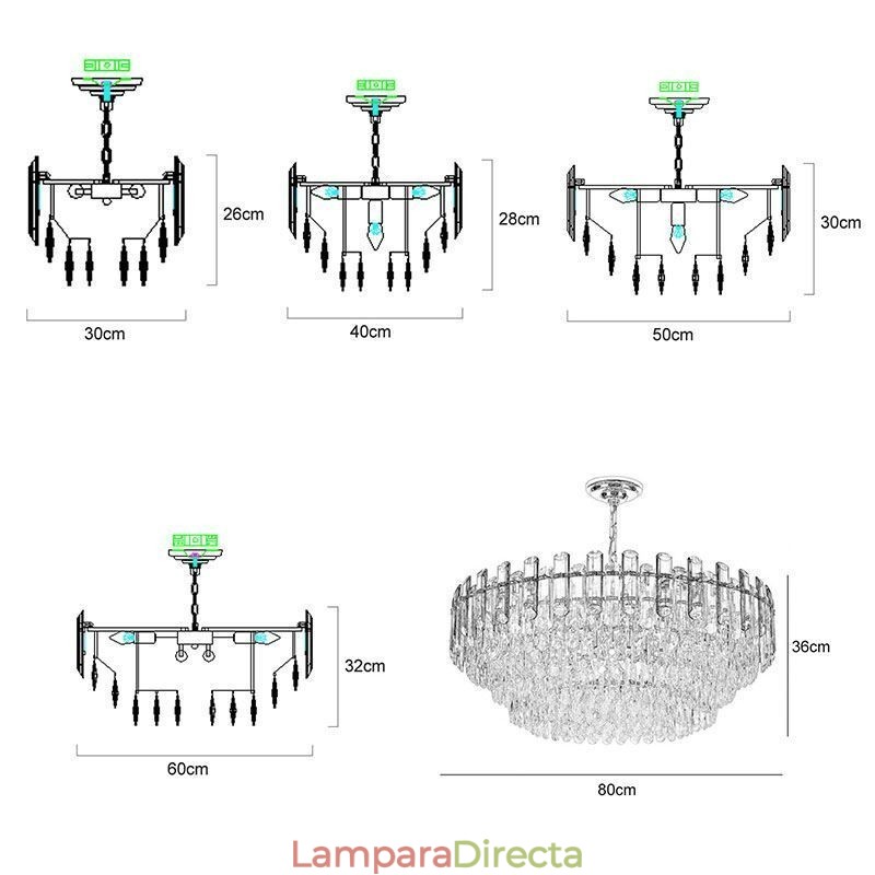 Lámpara colgante europea moderna de cristal K9.