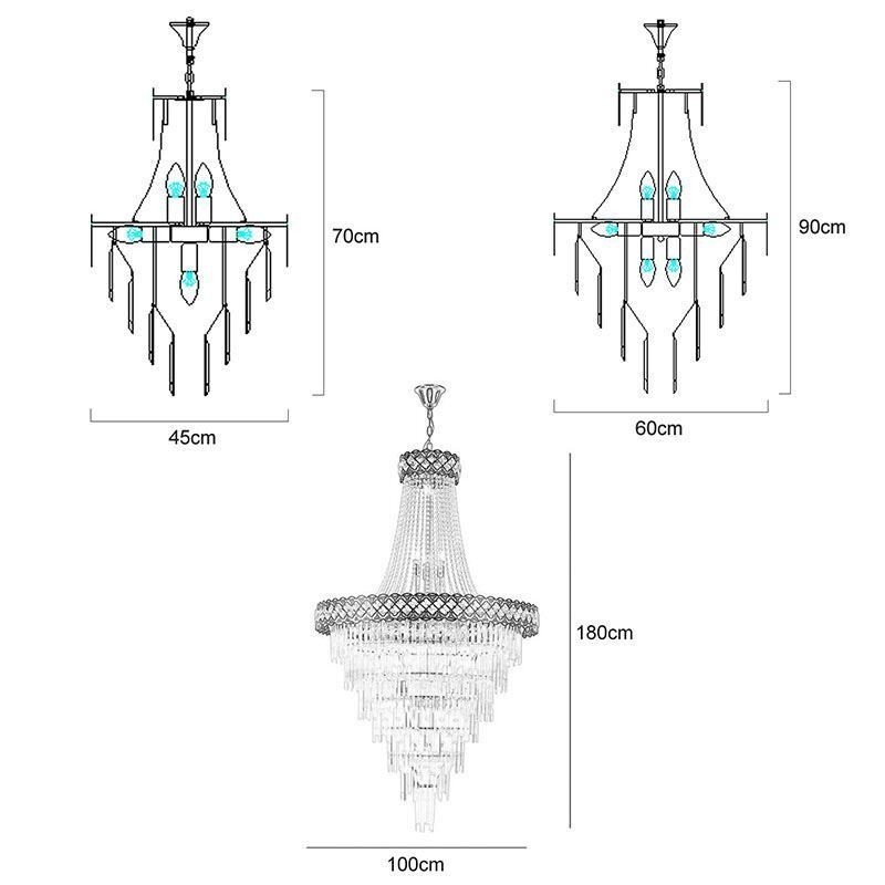 Lámpara colgante de lujo de cristal para techo