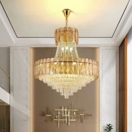 Lámpara colgante de cristal europea, lámpara de techo contemporánea