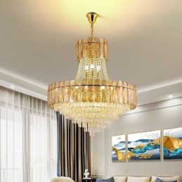 Lámpara colgante de cristal europea, lámpara de techo contemporánea