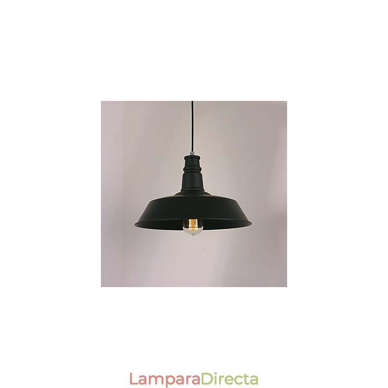 Lámpara colgante moderna negra con pantalla circular destacada