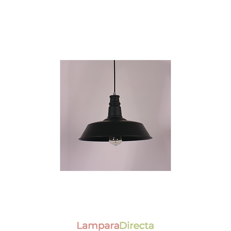 Lámpara colgante moderna negra con pantalla circular destacada