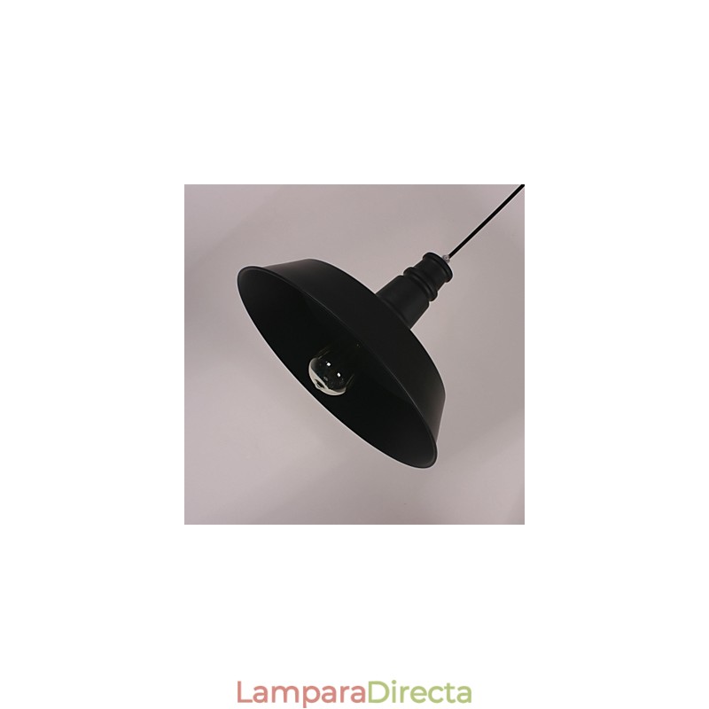 Lámpara colgante moderna negra con pantalla circular destacada