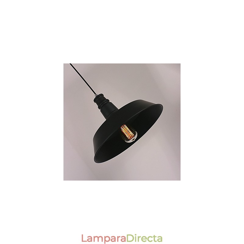 Lámpara colgante moderna negra con pantalla circular destacada