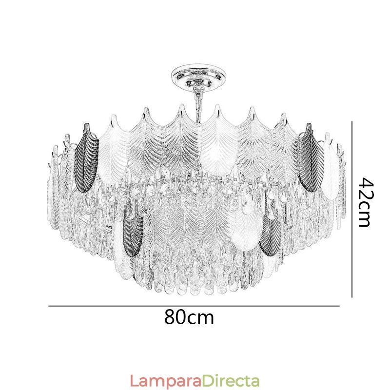 Lámpara colgante de hoja de lujo, lámpara de techo de cristal