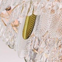 Lámpara colgante de hoja de lujo, lámpara de techo de cristal