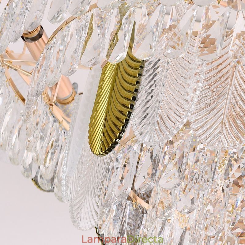Lámpara colgante de hoja de lujo, lámpara de techo de cristal