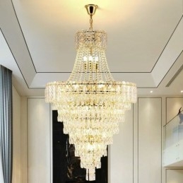 Lámpara colgante de cristal moderna y elegante, lámpara de techo cónica