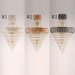Lámpara colgante de cristal moderna y elegante, lámpara de techo cónica