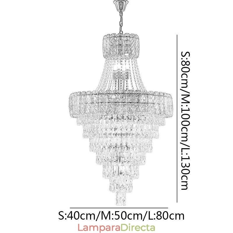 Lámpara colgante de cristal moderna y elegante, lámpara de techo cónica
