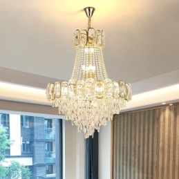 Lámpara colgante de cristal moderna, lámpara de techo redonda