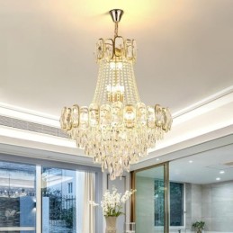 Lámpara colgante de cristal moderna, lámpara de techo redonda