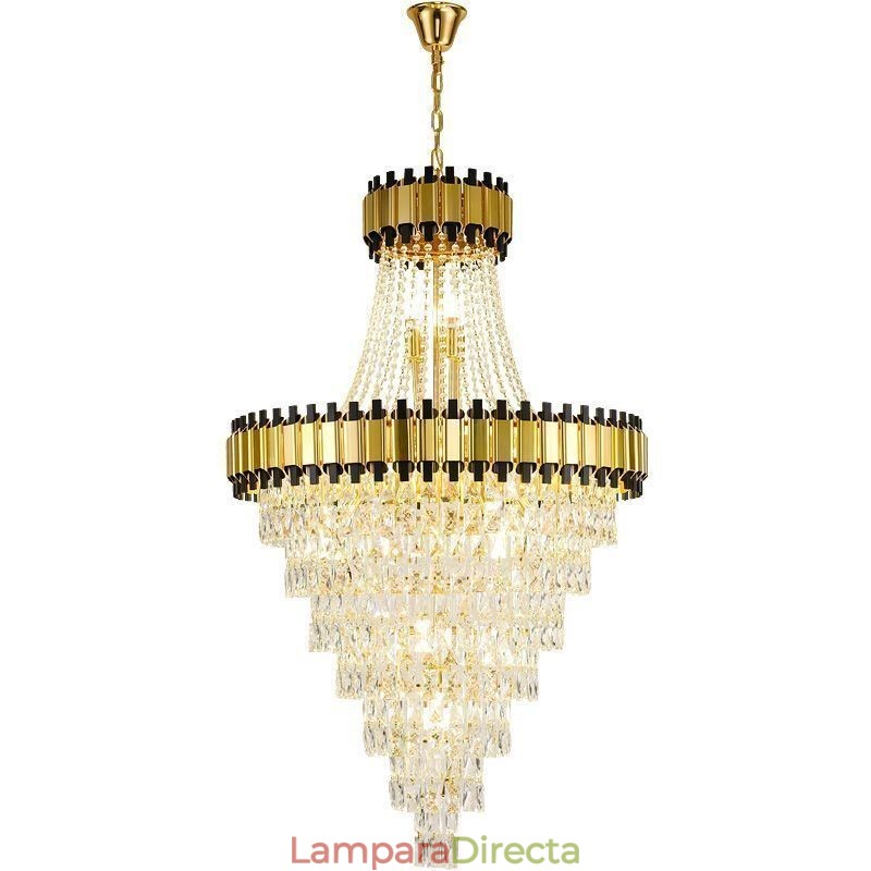 Lámpara colgante de techo de cristal dorada de lujo