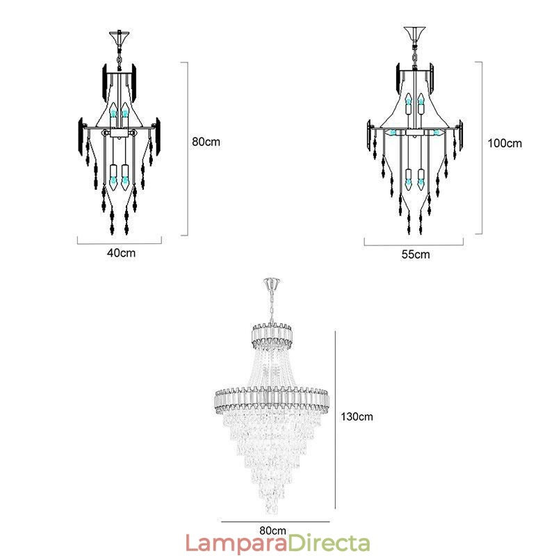 Lámpara colgante de techo de cristal dorada de lujo