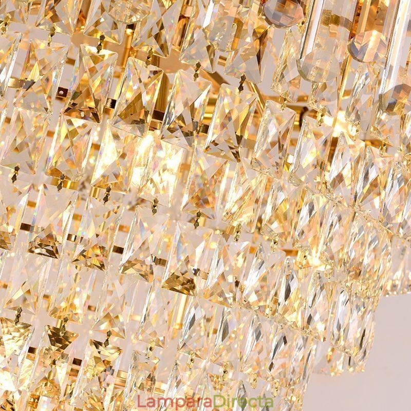 Lámpara colgante de techo de cristal dorada de lujo