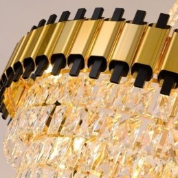 Lámpara colgante de techo de cristal dorada de lujo