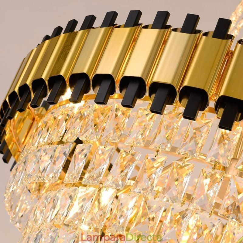 Lámpara colgante de techo de cristal dorada de lujo