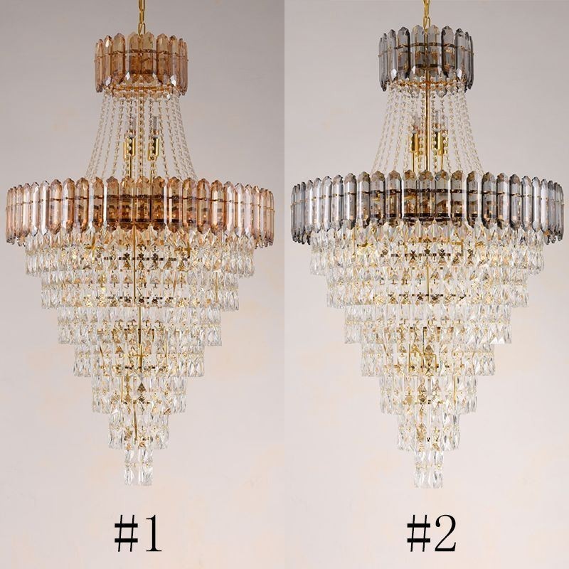 Lámpara colgante de cristal cónico, elegante lámpara colgante