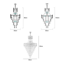 Lámpara colgante de cristal cónico, elegante lámpara colgante