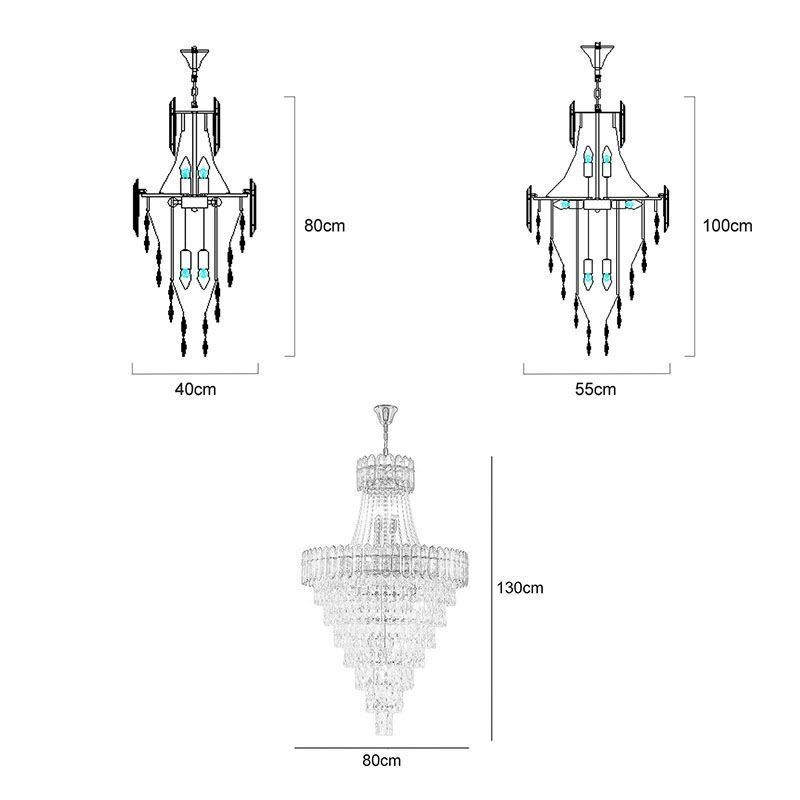 Lámpara colgante de cristal cónico, elegante lámpara colgante