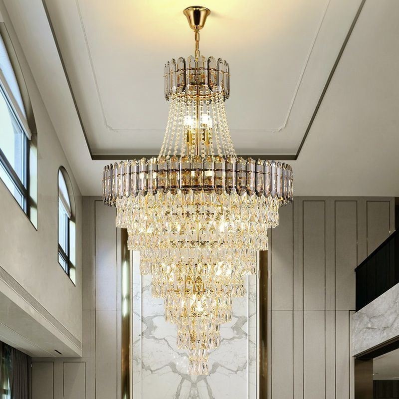 Lámpara colgante de cristal cónico, elegante lámpara colgante