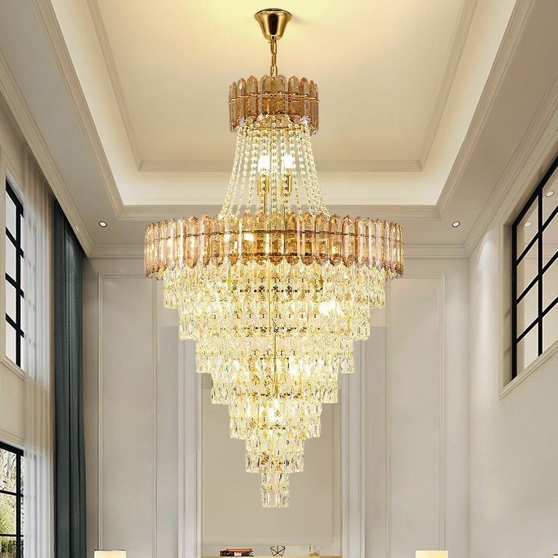 Lámpara colgante de cristal cónico, elegante lámpara colgante