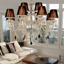 Elegante lámpara de araña de cristal con 12 luces