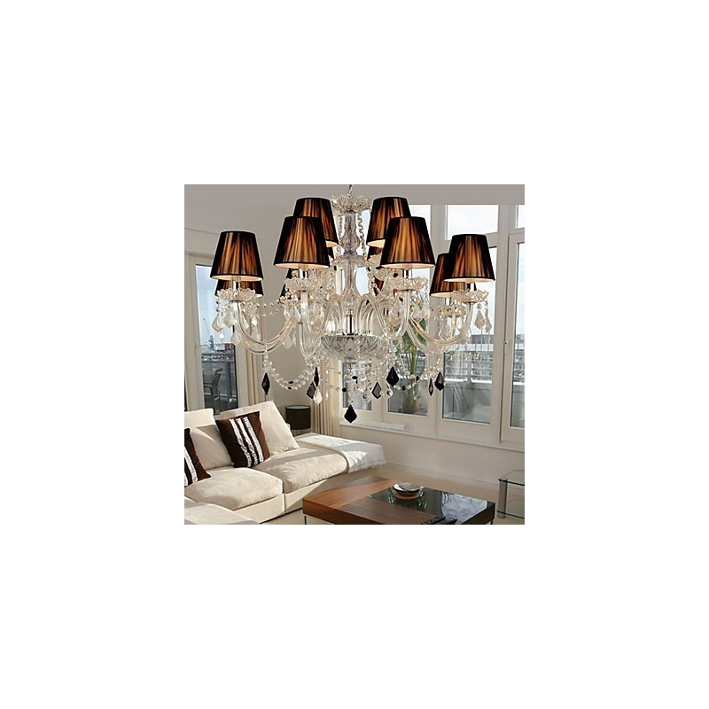 Elegante lámpara de araña de cristal con 12 luces