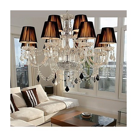 Elegante lámpara de araña de cristal con 12 luces Elegante lámpara de araña de cristal con 12 luces
