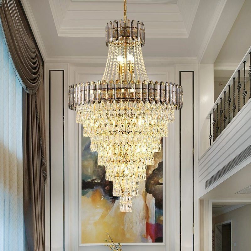 Lámpara colgante de cristal cónico, elegante lámpara colgante