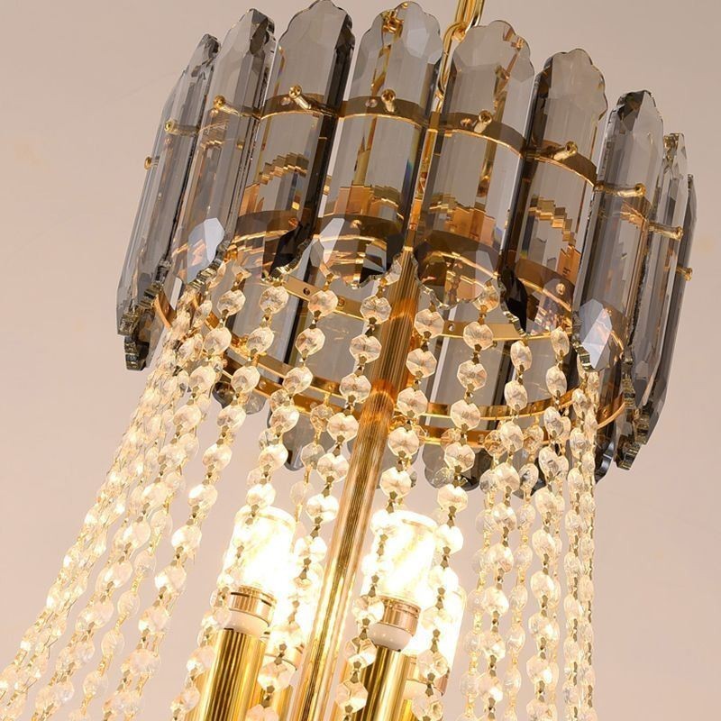Lámpara colgante de cristal cónico, elegante lámpara colgante