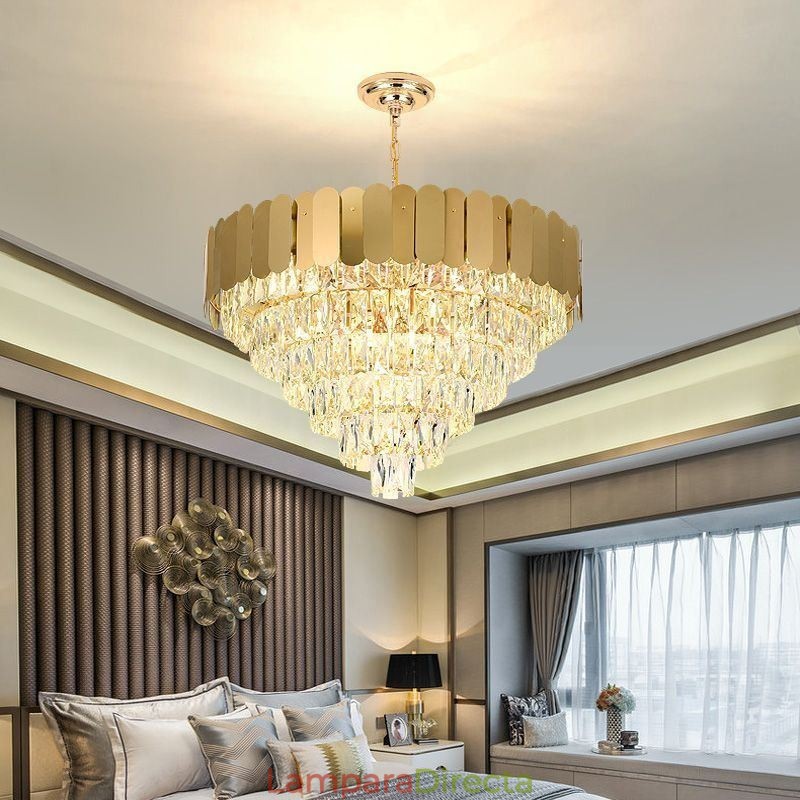 Lámpara de techo cónica colgante de cristal moderna y elegante