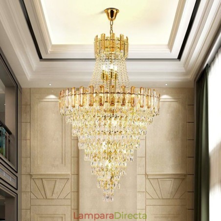 Lámpara colgante de cristal moderna y elegante, lámpara colgante cónica Lámpara colgante de cristal moderna y elegante, lámpara colgante cónica