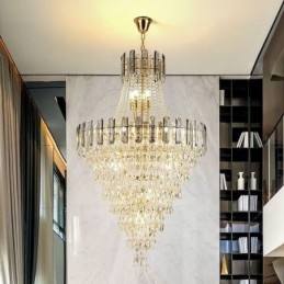Lámpara colgante de cristal moderna y elegante, lámpara colgante cónica